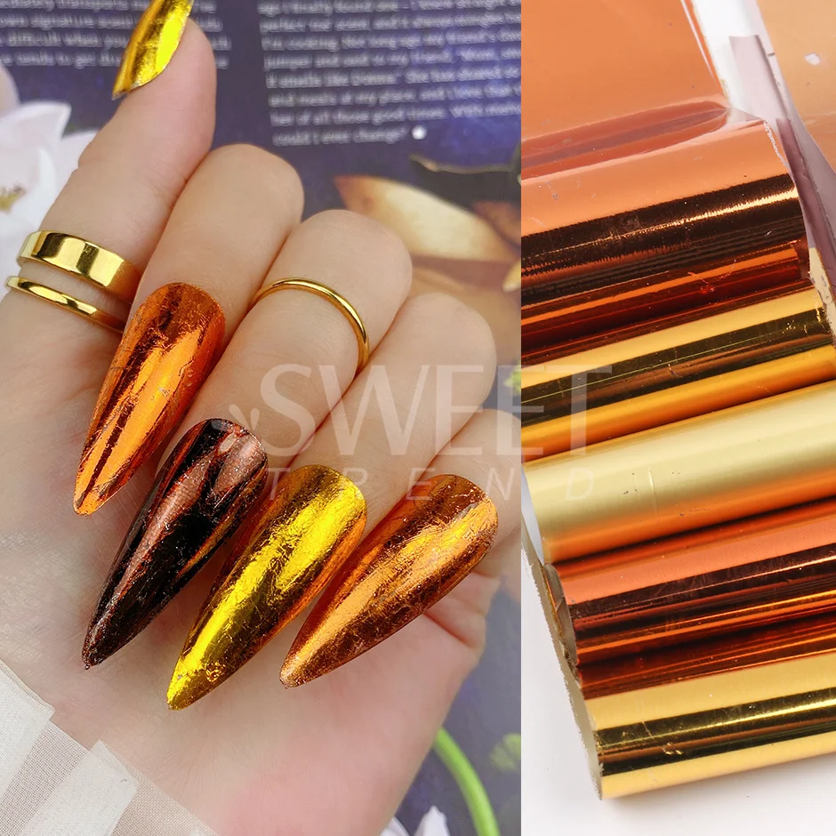 10pcs Metal Transfer Foils Stickers for Manicure Nail Foil Glue Adhesive Set Mirror Holo Charm Starry Paper Wraps Decor Tips DXK 3