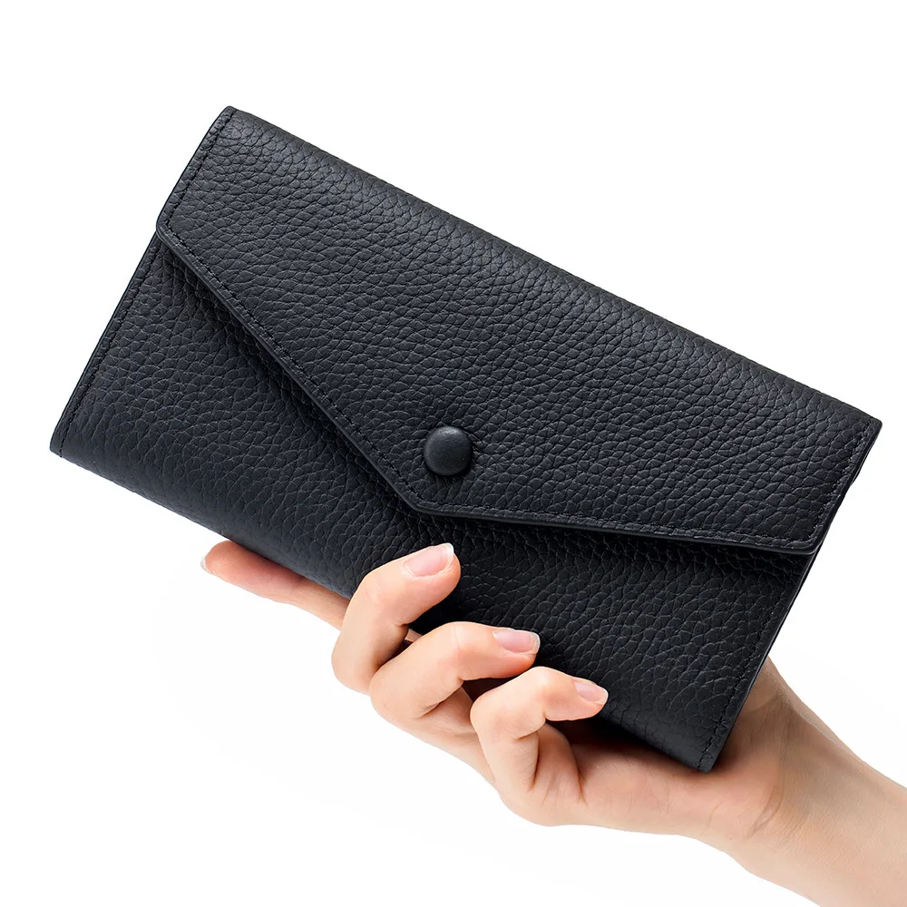 Genuine Leather Multifunctional Long Wallet Envelope Bag Mobile Phone Bag