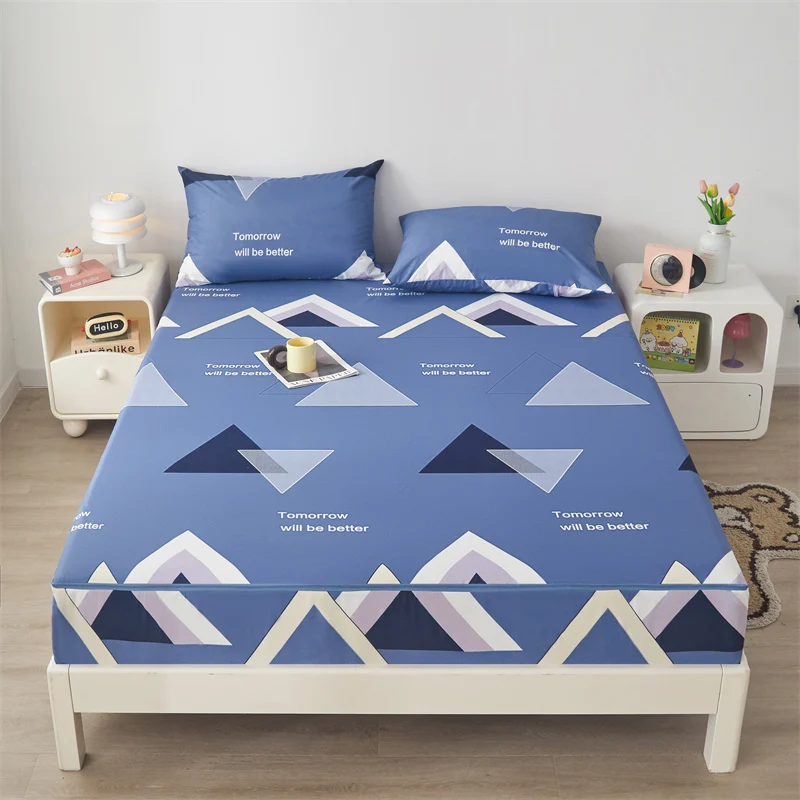 Waterproof Bed Cover Six Sides All Inclusive Printing Waterproof Mattress Cover Anti-Slip Mattress Protector Customizable