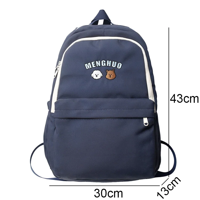 New Women Nylon Backpack Student Trendy Lady Leisure Solid Color Book Bag Female Laptop College Backpack Fashion Girl School Bag 4