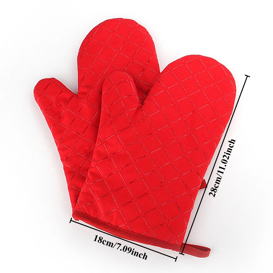 2 pieces insulated kitchen gloves heat-resistant microwave gloves heat-resistant thickened grid oven gloves