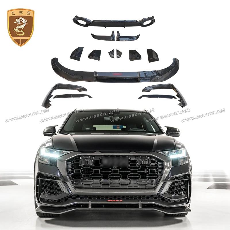 

Накладки на колеса для Audi RSQ8 AT, стильные накладки на колесо, Центральная сетчатая накладка на гриль, передний и задний бампер, верхний бампер, накладки на крыло автомобиля