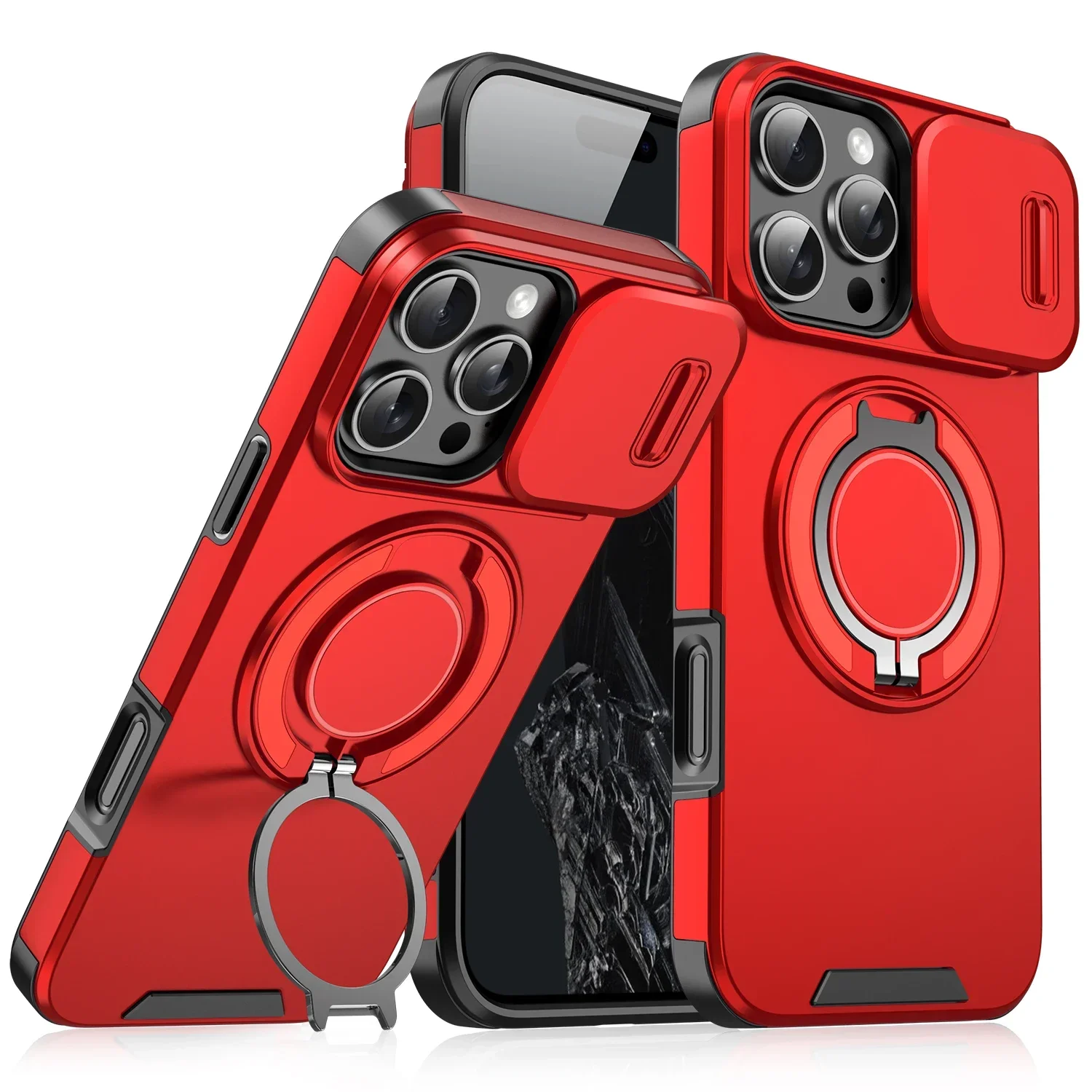 Premium Heavy-Duty Rugged Armor Magnetic Bracket Case with Slide Camera Protection