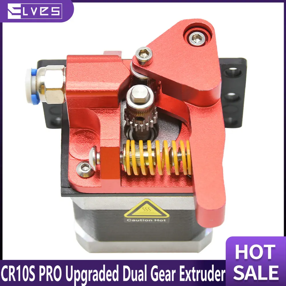 ELVES 3D Printer Parts CR10S PRO Upgraded Dual Gear Extruder Double Pulleys Direct Aluminum MK8 Extruder for Ender 3/5 CR10S PRO