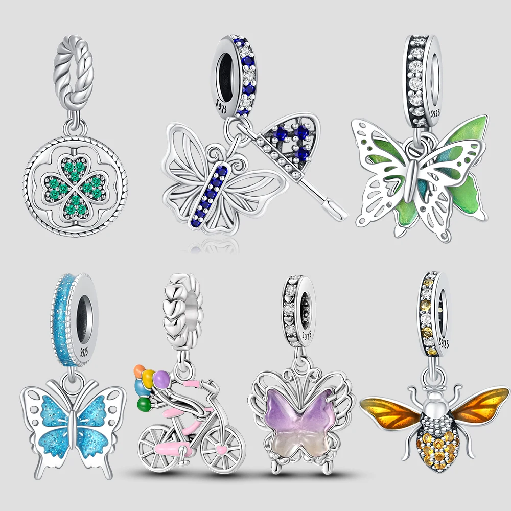 여성용 용수철 컬렉션 정원 나비 매력 패션 판도라 팔찌, DIY 펜던트, 매달림 목걸이, 1 개, 2024 신제품 