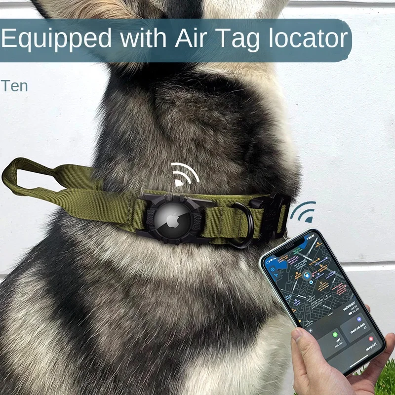 Tactical Dog Collar with GPS Holder and Metal Buckle