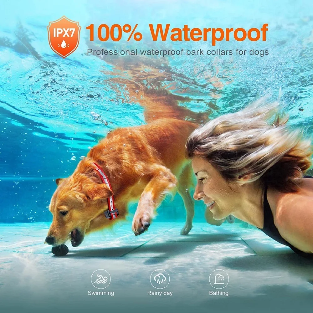 Dog Training Collar With Remote Dog Bark Collar Waterproof Rechargeable Training Dog Collar with Shock Vibration Sound 1000M