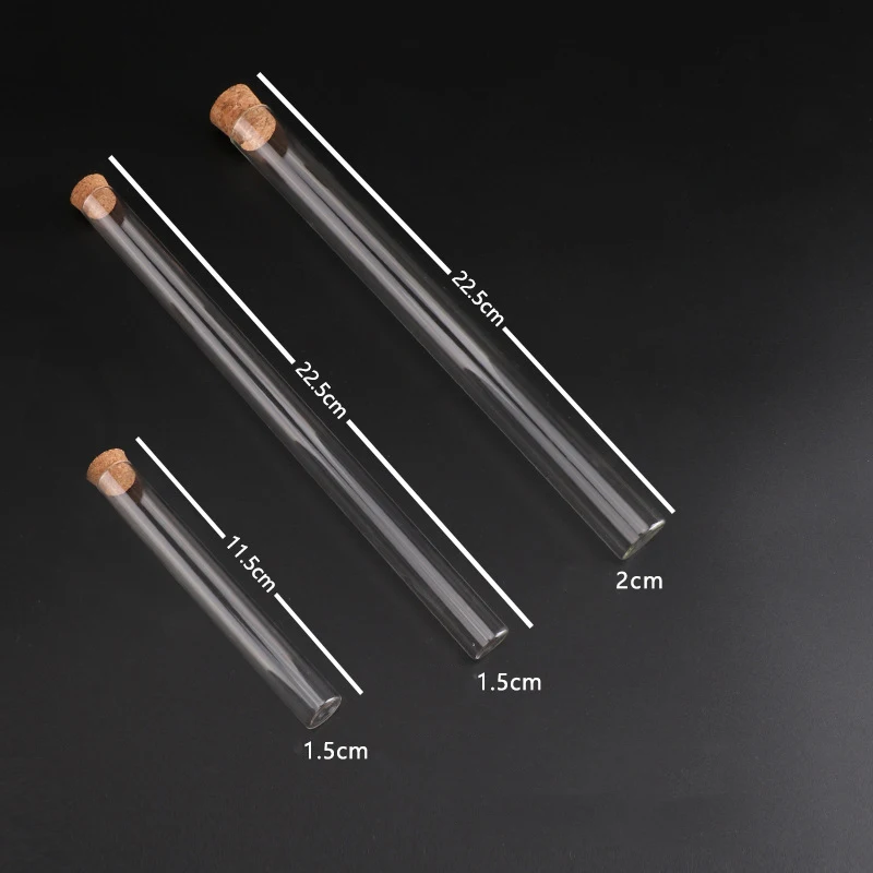 Various Sizes Transparent Glass Flat Bottom Test Tube With Cork Stoppers Empty Scented Incense Sticks Container Eco-friendly 4