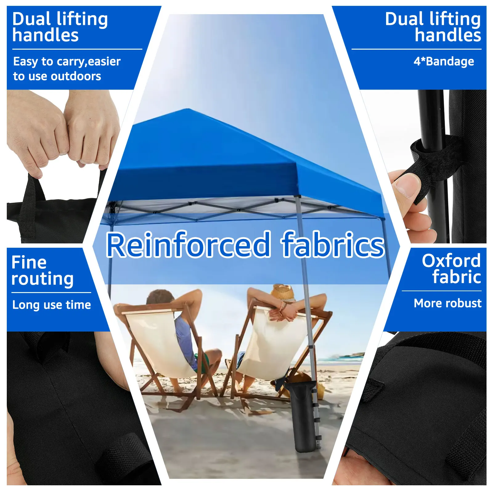 4Pcs Canopy Weight Bag Oxford Cloth Empty Weighting Sand Bag with Handle Reusable Canopy Tent Leg Sandbag for Filling Sand Stone