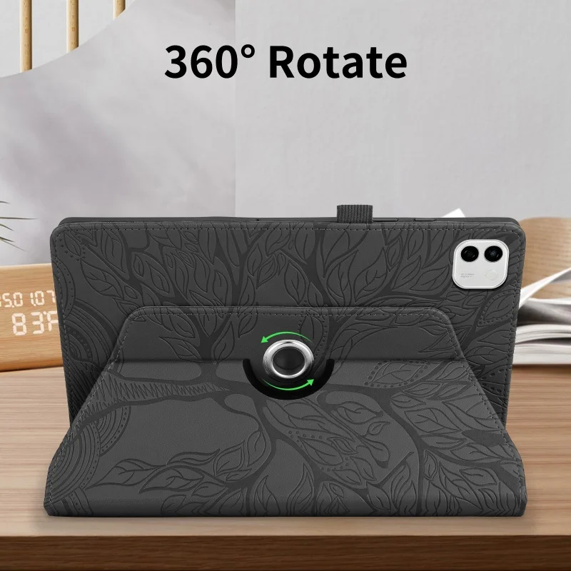 Embossed 360 Rotating PU Leather Tablet Case Cover