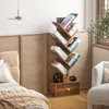 8 Tier Tree Bookshelf with Drawer, Free Standing Wood Bookcase for Narrow Space, Storage Organizer Bookshelves for Books 5