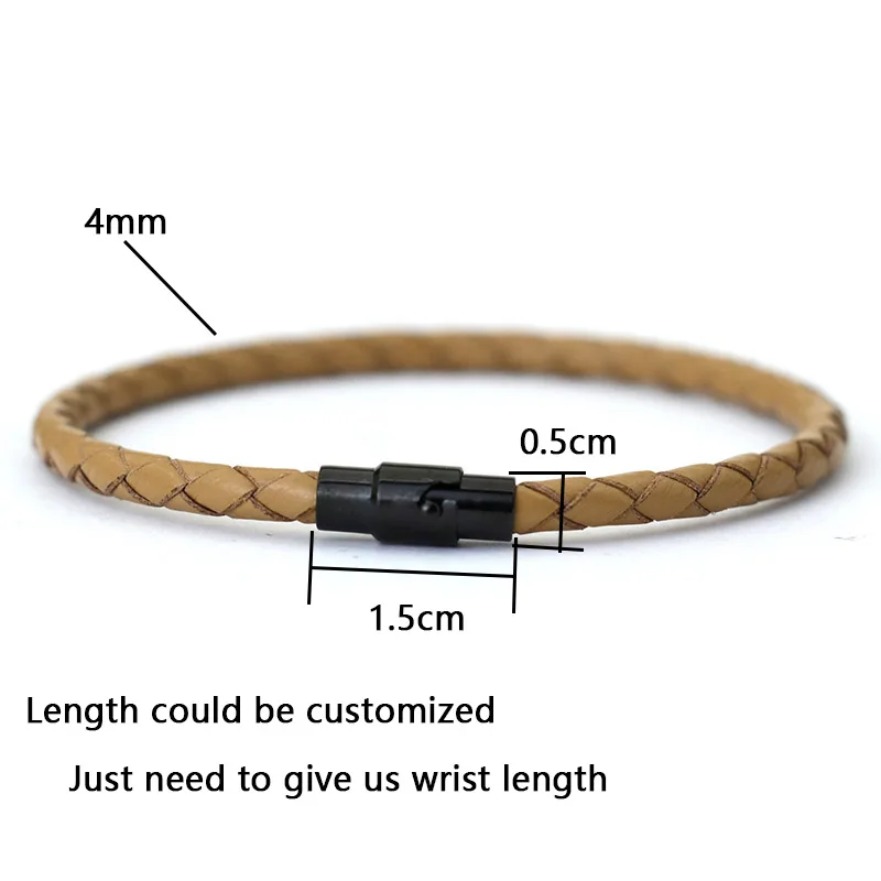 Genuine Leather Men Bracelet with Micro Magnetic Punk Style