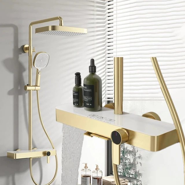 ชุดฝักบัวอาบน้ำแบบร้อนเย็นรุ่นใหม่ พร้อมก๊อกน้ำทองแดงแบบเรนชาวเวอร์ หัวฝักบัว ABS ขนาด 12 นิ้ว 1