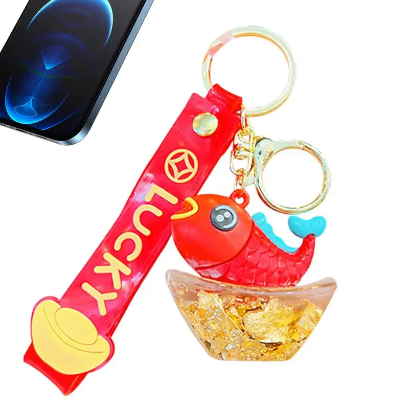 

Chinese Dragon Keychain Lunar New Year Fish Ingot Keychain Pendant Good Luck Charm Decorations For Bags Keys Mobile Phones And