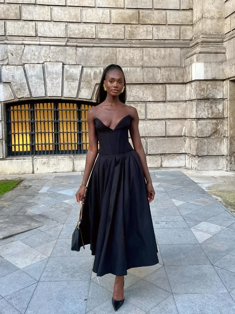 Strapless Jurk Chique Jurken Goedkoop Suninheart Zwarte Elegante