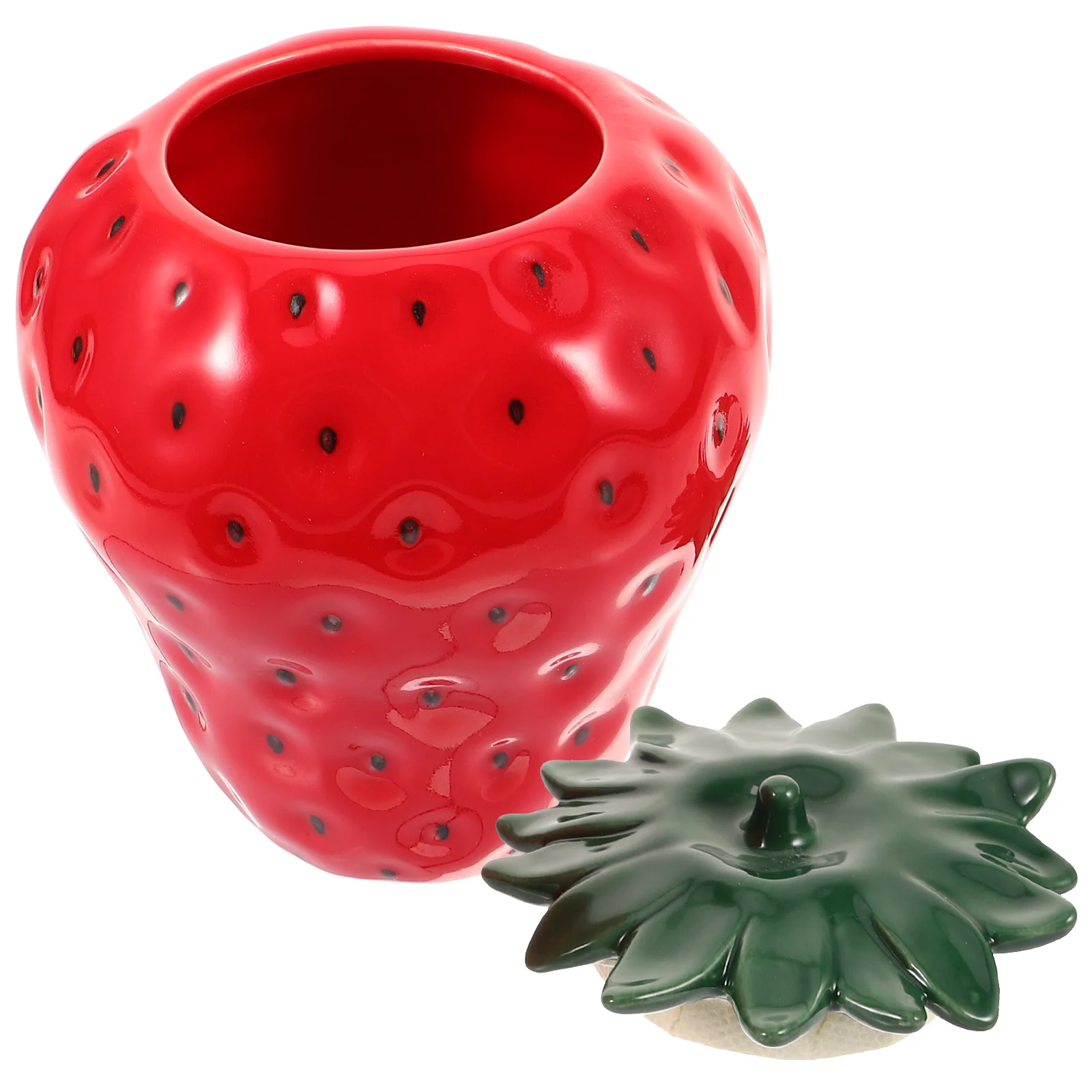 

Ceramic Cookie Jar Strawberry Shaped Food Storage Jar Red Strawberry Container Biscuit Treat Jar Christmas Storage Canister