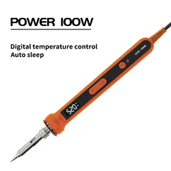 100W Digital Electric Soldering Iron Kit with Adjustable Temperature and Ceramic Heater (1PCs)