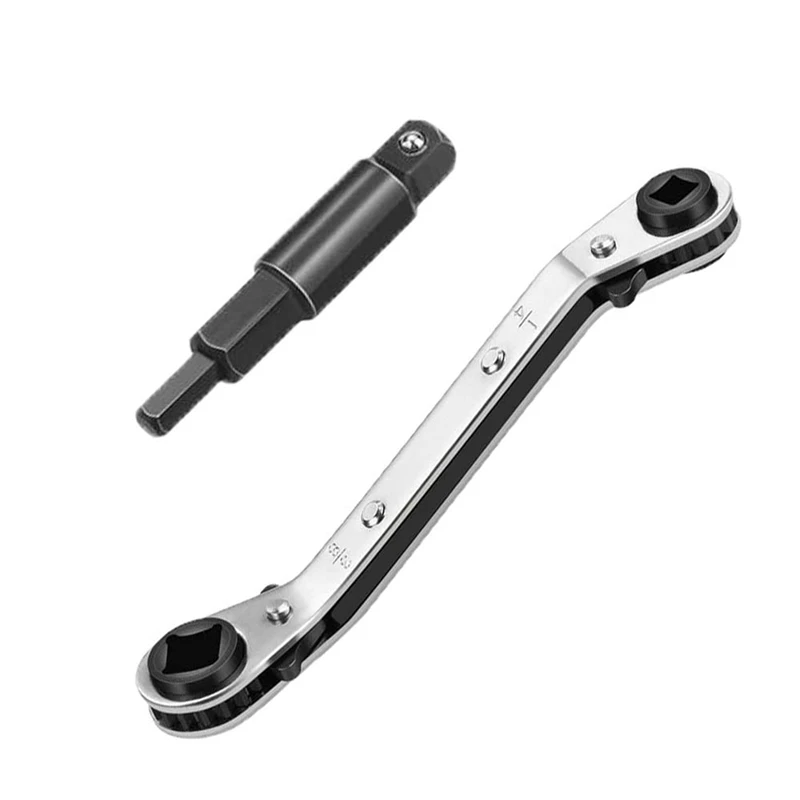 

AT35 Hvac Service Wrench Air Conditioner Valve Ratchet Wrench (1/4Inch, 3/8Inch, 3/16Inch, 5/16Inch) With Hex Bit Adapter