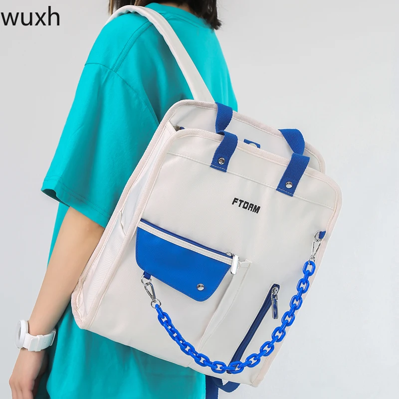 

Simple Fashion Chain Backpack Waterproof Nylon Large-capacity Travel Bag Harajuku Neutral Laptop Backpack Bookpack For Students