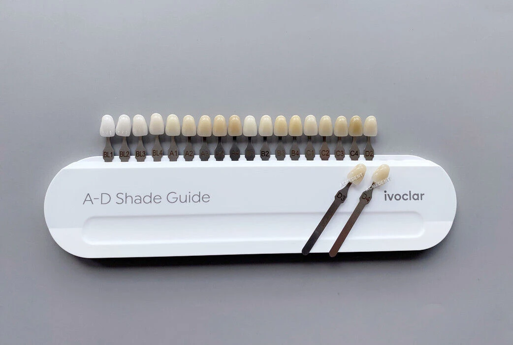 1 Juego de dientes dentales AD Shade Guide Ivoclar Vivadent Material de porcelana 20 colores