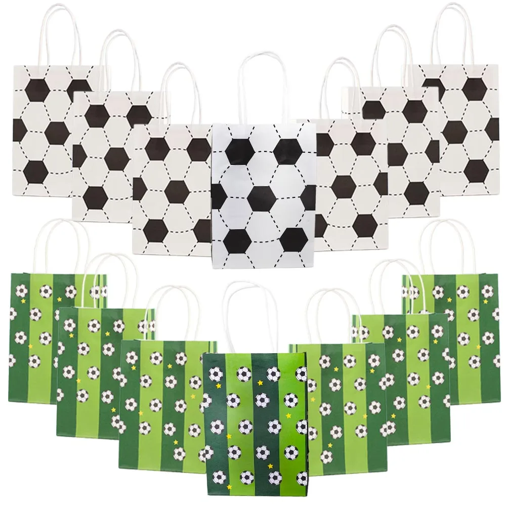 Soccer Theme Gifts Bags Green White Candy Cookies Handbag With Soccer Pattern 10/20/30/50pcs