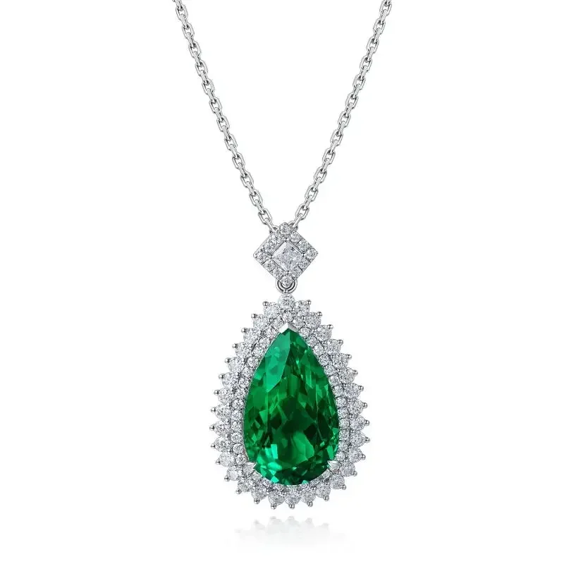 

Pirmiana 2023 Hot Sale 9K Gold Main Stone11.07ct Necklace Pear Shape Lab Growth Created Emerald Classic Style Pendant Jewelry