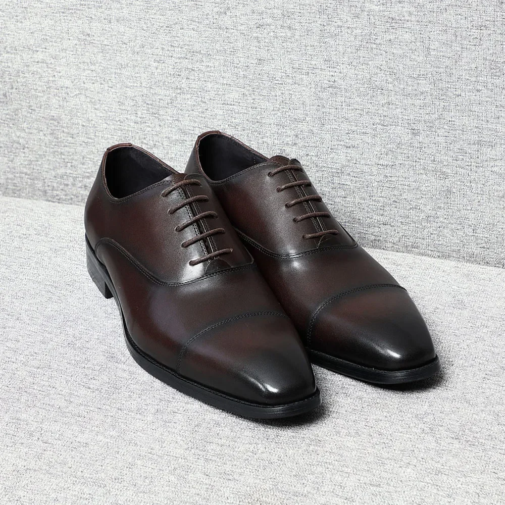 Italian Luxury High Quality Elegant Male Natural Genuine Leather Social Shoes Office Career Business Formal Solid Oxfords Shoes