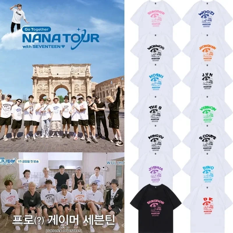 

Kpop Group Same T-shirt Nanatour Peripheral Short-sleeved T-shirt S.coups Jeonghan The8 Same Top Women's Summer Casual O-neck T