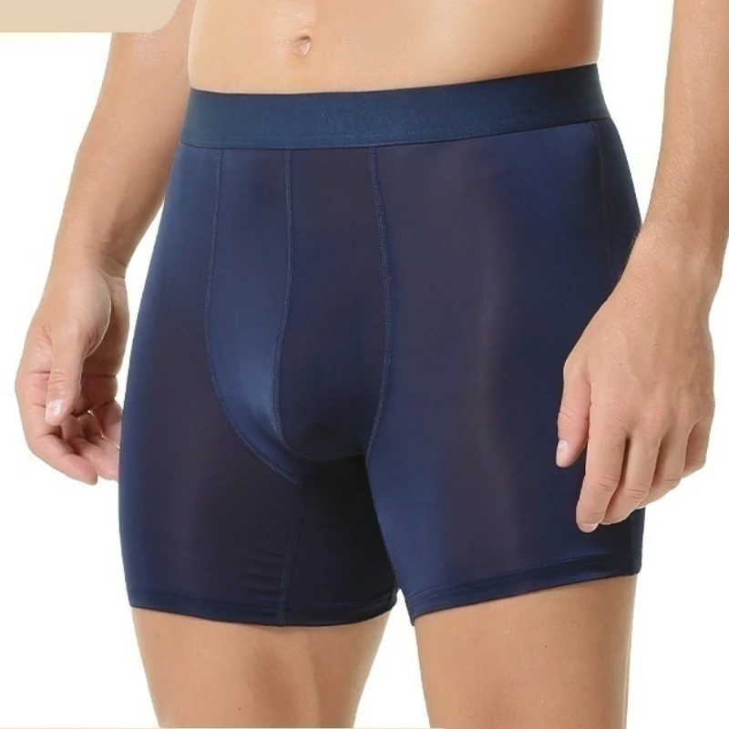 Man Sport Underwear Long Leggings Elastic Soft Lingerie Fashion Bulge Pouch Shorts Outdoor Gym Skinny Boxers Pure Color Friction