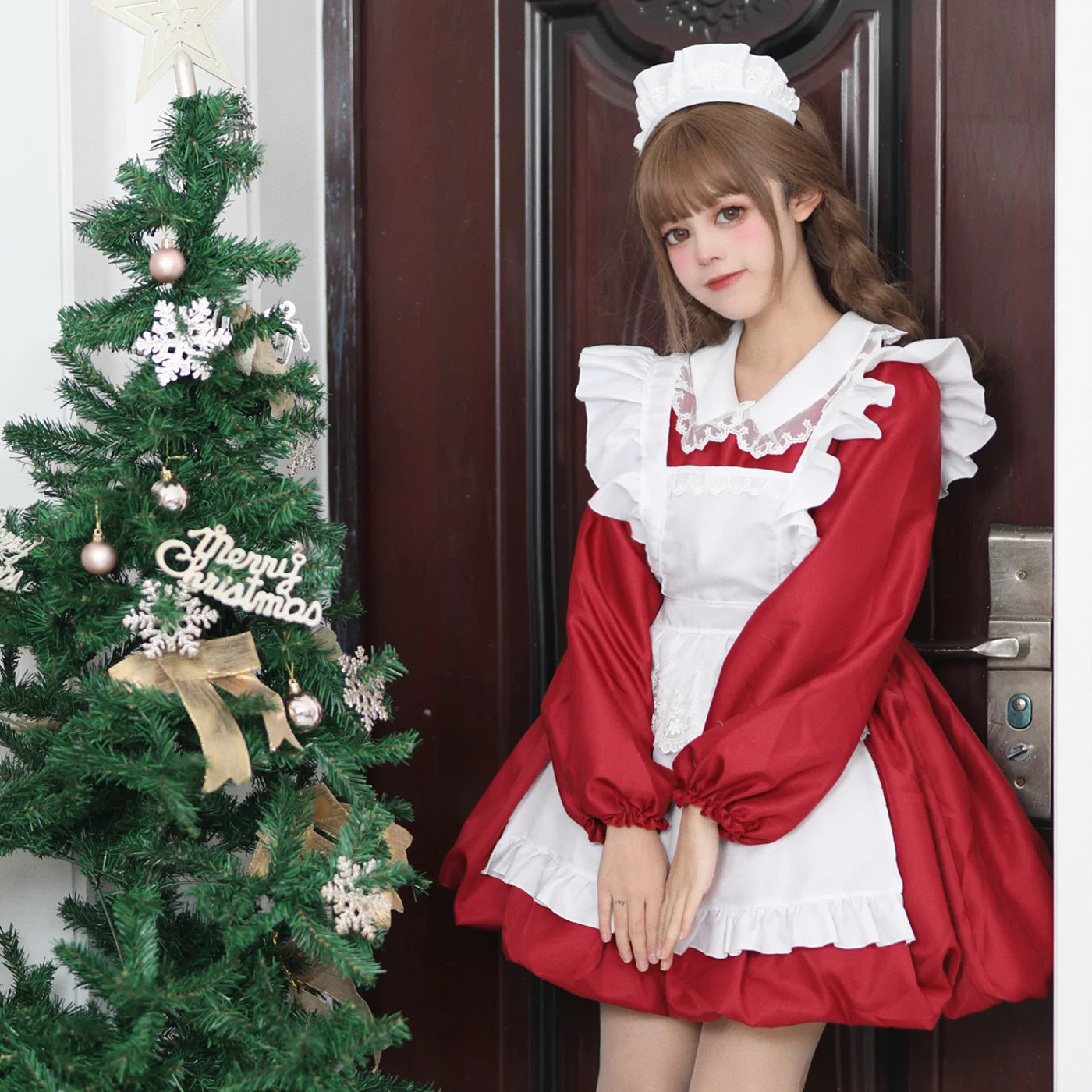 

Christmas Halloween Adult Multiple Colors Maid Uniform Cute Woman Princess Lolita Dress Cosplay Costume Show Party Outfit