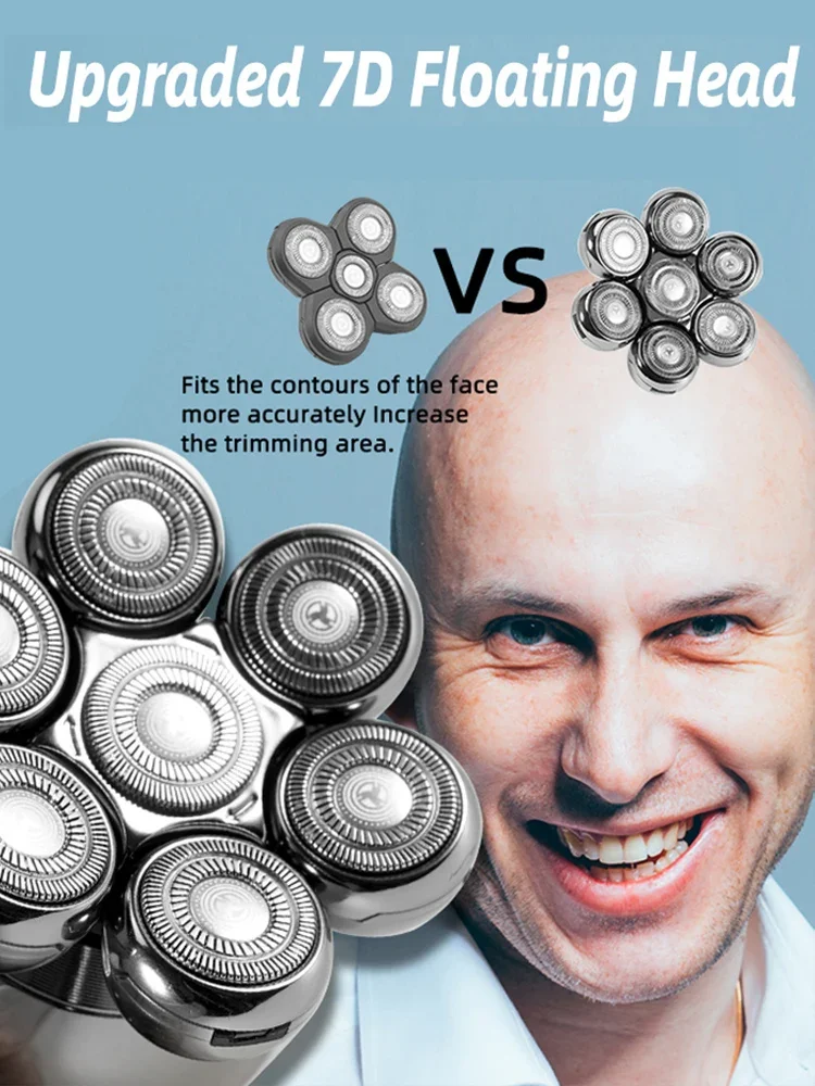 Mens 7 Blade Razor Replacement Shaving Heads Floating Washable Electric 7D Shavers Trimmers Kit Cutter Blades