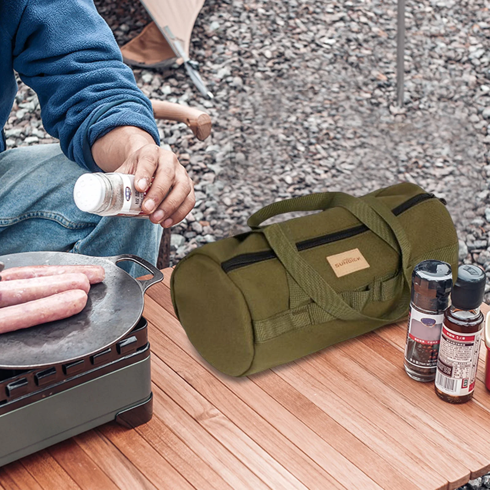 SUNDICK Ground Nail Storage Bag Portable Canvas Ground Nail Tool Bags Large Capacity Waterproof Lightweight Outdoor Accessories