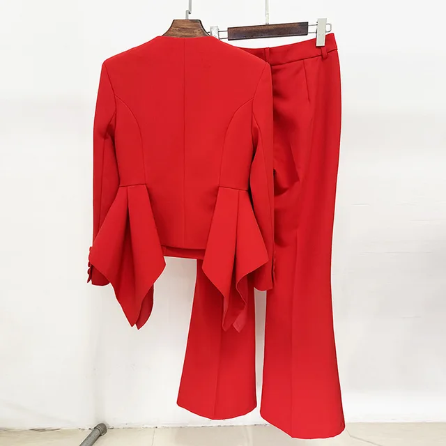 Paula V-neck Ruffles Flare Pant Set 4