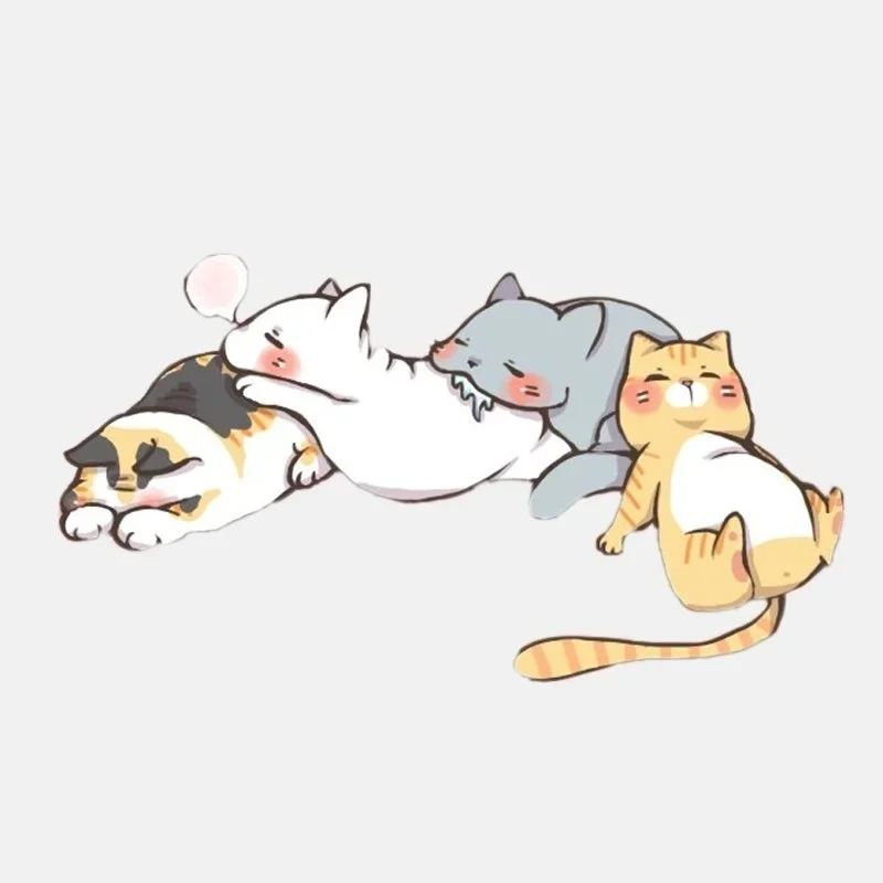 

Мультяшная водонепроницаемая и Солнцезащитная виниловая наклейка с изображением четырех сонных кошек для автомобиля и мотоцикла, 14 см * 8 см