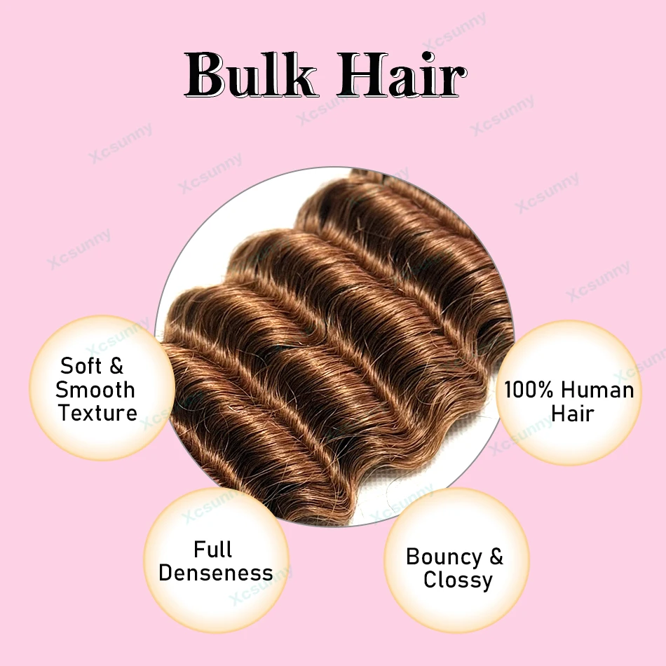 Boho Human Hair for Braiding Human Deep Wave Braiding Hair No Weft Color 4 27 30 Remy Human Braiding Hair Bundles 3