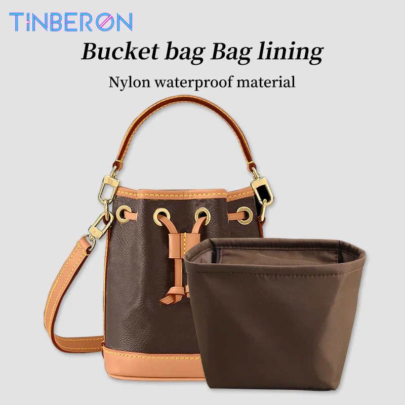 TINBERON Nylon Inner Bag Organizer Insert Bag Makeup Handbag Organizer Travel Inner Purse Cosmetic Bag Fit For Luxury Bucket Bag