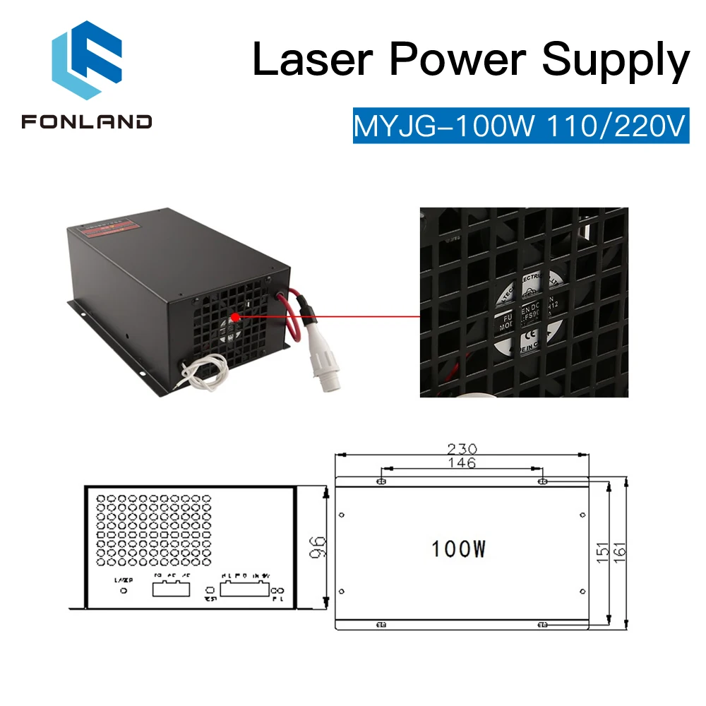 100W CO2 Laser Power Supply Replacement for RECI CO2 Laser Tube Engraving Cutting Machine MYJG-100W category co2 laser power supply