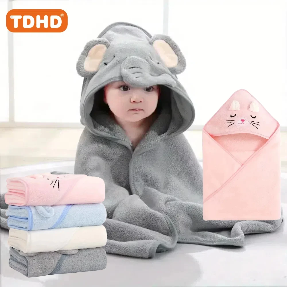 thumbnail image 2 of 4 Pcs Baby Bath Towel Hooded, 27.5 X 55 Inch Soft Hooded Towel Wrap For Boys Girls Highly Absorbent Baby Bathrobe Blanket For Toddlers Shower Gifts 2 of 12