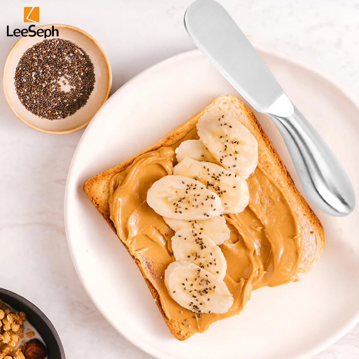 Leeseph Stainless Steel Spreader Knife Set for Cheese, Butter, and Spreads
