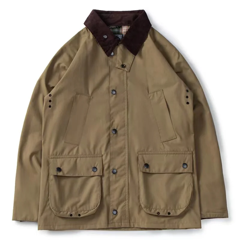 

2024 New Spring Asian Size Super Quality Retro Waxed Canvas Cotton Stylish Water Proof Jacket Varsity Jacket Men Jackets Coats