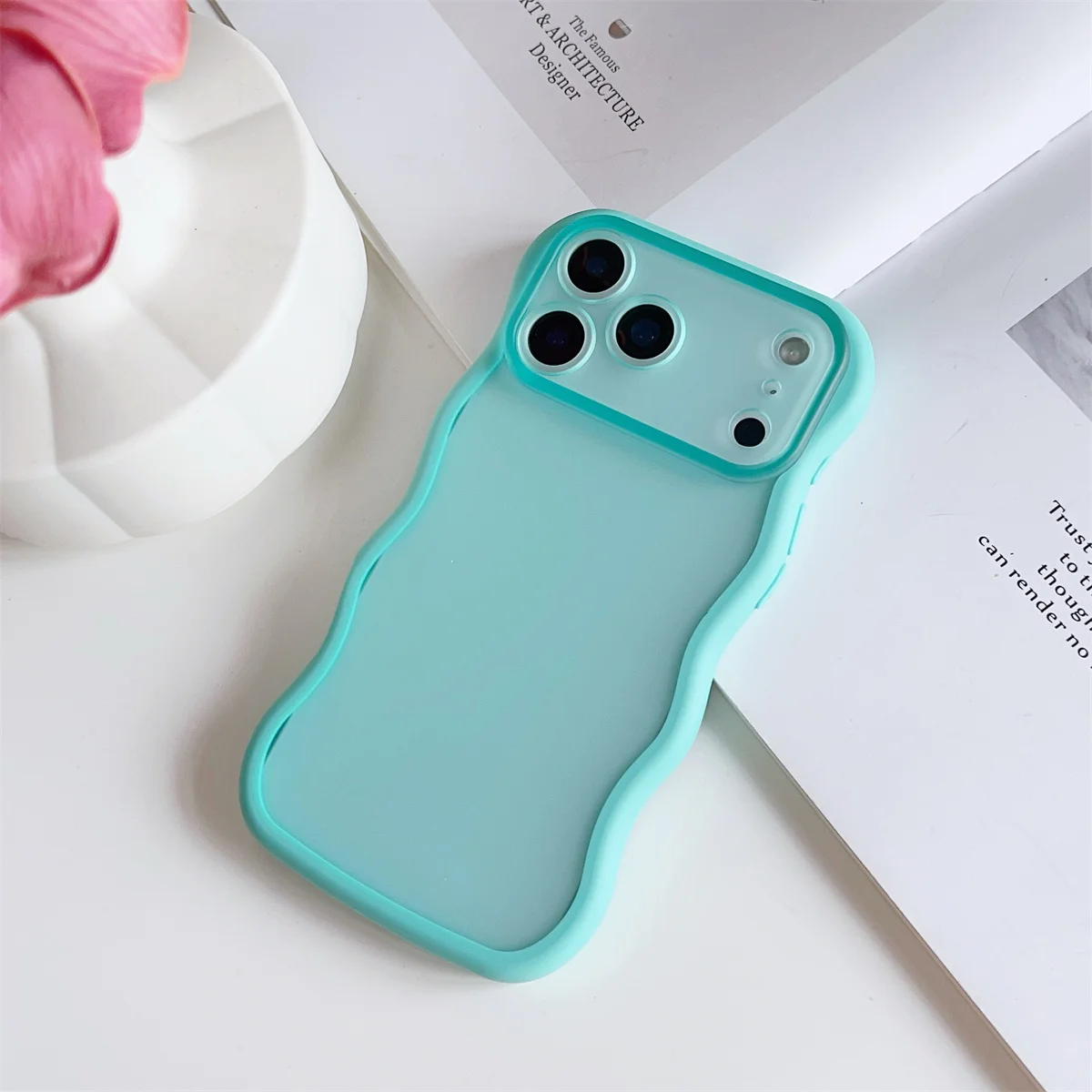Enhanced Shockproof Transparent Wave Mobile Phone Case with Anti-Loss Protection
