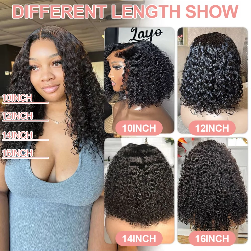 Short Curly Bob Wigs Human Hair 250% Glueless Brazilian Closure Frontal Wigs Without Glue Pre Cut Lace Wigs For Women On Sale 5