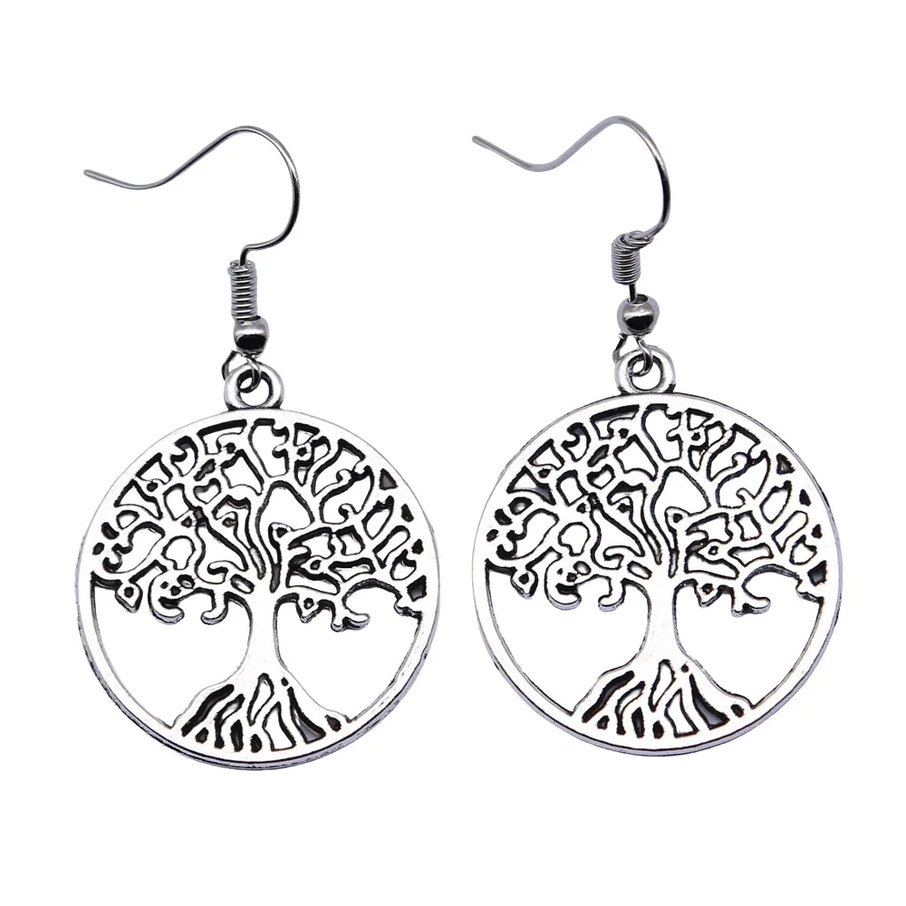 Drop Earrings Pendant Earrings Women Vintage Drop Earrings Fashion 2 Colors Tree Of Life Pendant Earrings
