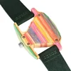 Unique Triangle Women's Wood Watch Creative Colorful Lady Green/ Red Genuine Leather Wristwatch Elegant Womens Watches Top Gifts 4
