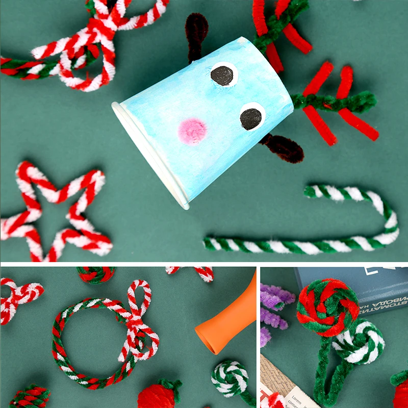 Fenrry 100Pcs 30cm Chenille Stems Pipe Cleaners Plush Tinsel Kids Educational Toys Handmade Art Materials for DIY Craft Supplies
