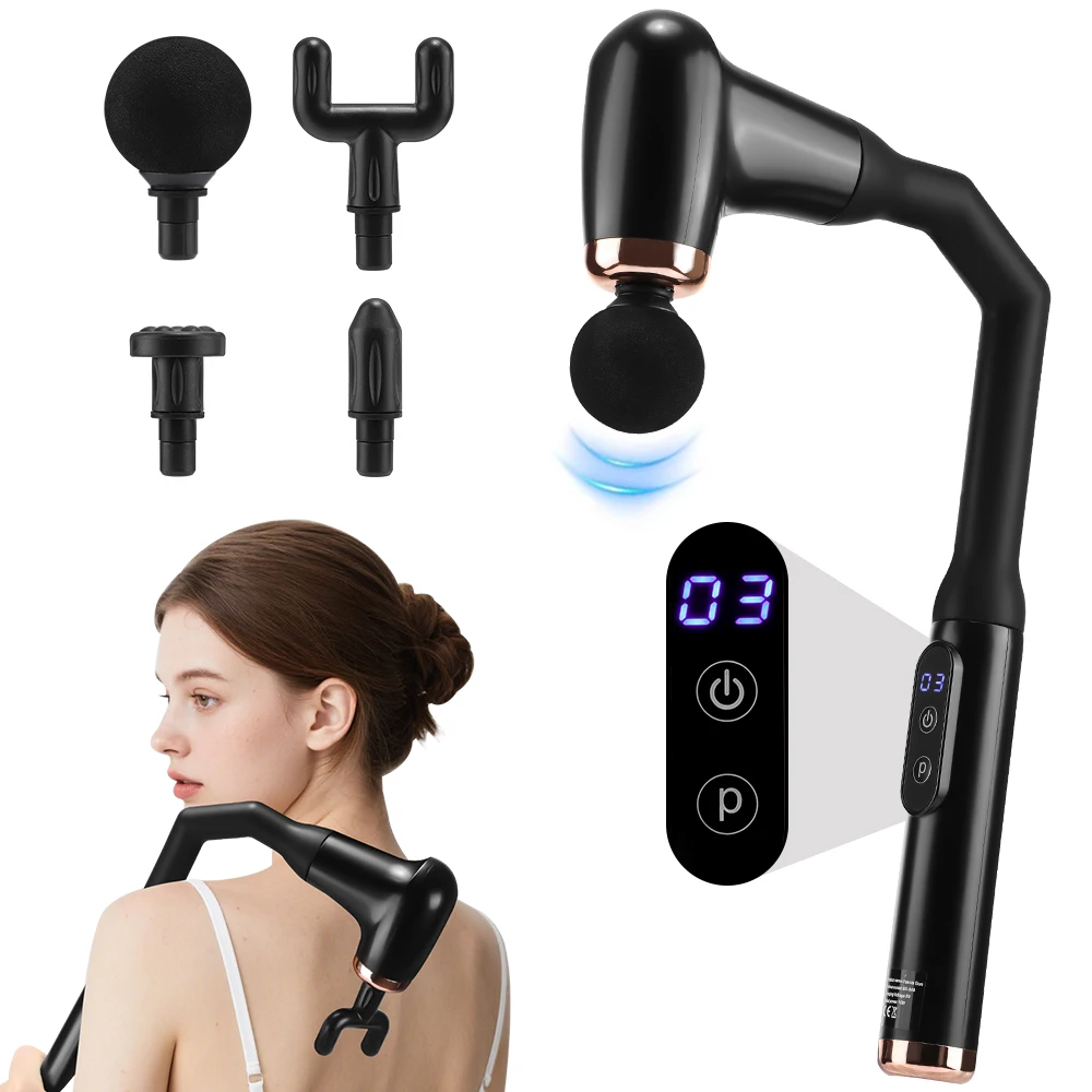 3 Modes 6 Levels Fascia Gun Electric Massager Massage Hammer High Frequency Back Waist Neck Body Massage Home Handheld Hammer