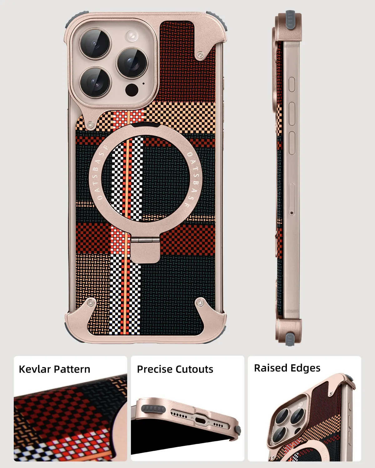 Eary for iPhone 17 16 Pro Max Phone Case With Magsafe Stand Magnetic Carbon Fiber Textured Cover Frameless Shockproof Bumper