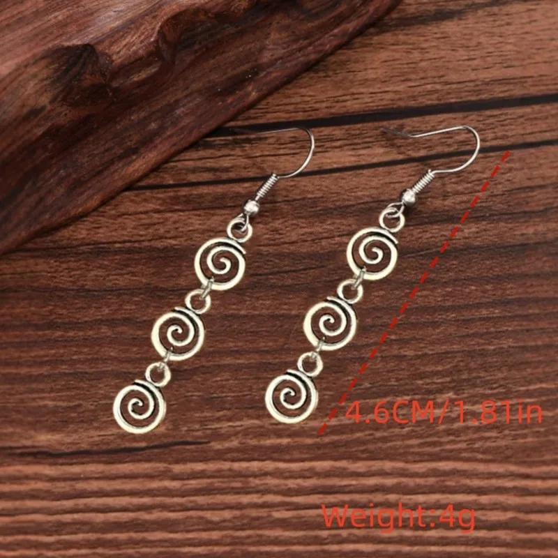 1 Pair Retro Spiral Swirl Dangle Earrings for Women Vintage Silver Color Minimalist Creative Earrings Party Jewelry Gifts