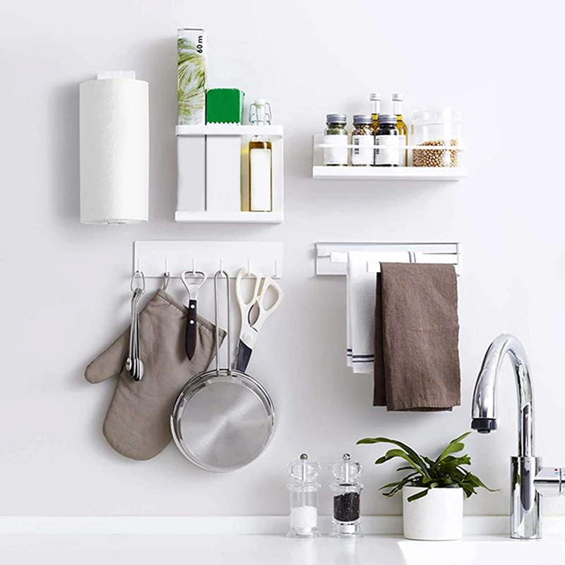 Fridge Magnet Paper Holder Towel Rack Spice Organizer Kitchen Space Saving paper towel holder towel rack kitchen storage rack paper towel rack