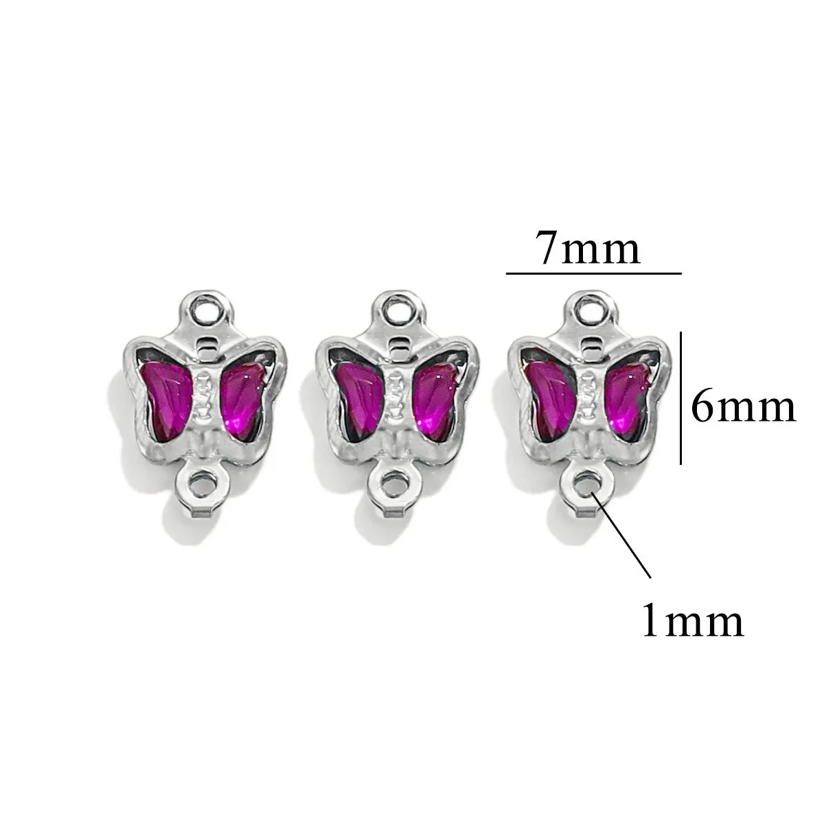 Stainless Steel Crystal Butterfly High-grade Color Titanium Steel Pendant Necklace DIY Jewelry Accessories Wholesale 6